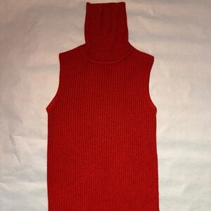 100% Cashmere Medium Turtleneck Sweater Sleeveless Ribbed Banana Republic